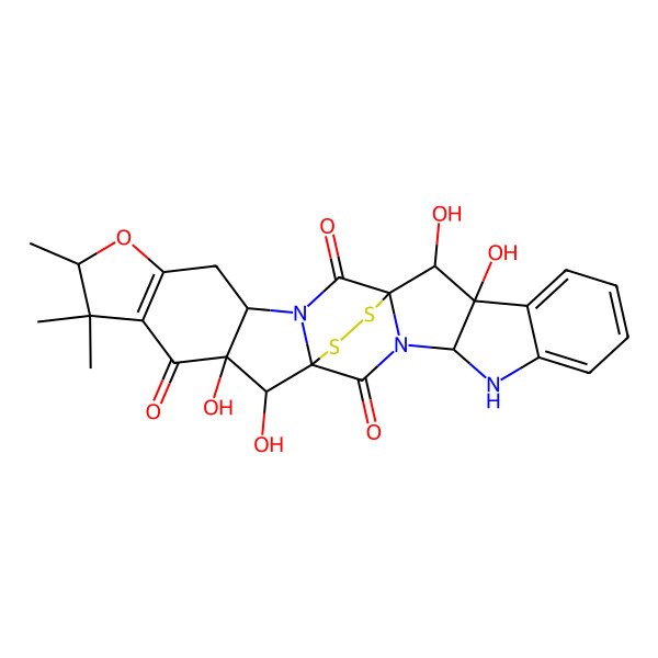2D Structure of 12,13,25,26-Tetrahydroxy-8,9,9-trimethyl-7-oxa-27,28-dithia-3,16,18-triazaoctacyclo[12.12.2.01,16.03,14.04,12.06,10.017,25.019,24]octacosa-6(10),19,21,23-tetraene-2,11,15-trione