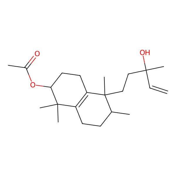 2D Structure of [(2S,5R,6R)-5-[(3S)-3-hydroxy-3-methylpent-4-enyl]-1,1,5,6-tetramethyl-2,3,4,6,7,8-hexahydronaphthalen-2-yl] acetate