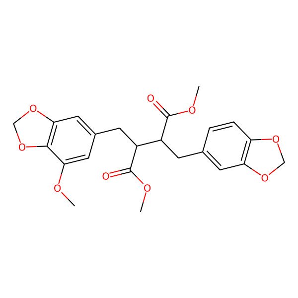 2D Structure of dimethyl (2S,3S)-2-(1,3-benzodioxol-5-ylmethyl)-3-[(7-methoxy-1,3-benzodioxol-5-yl)methyl]butanedioate