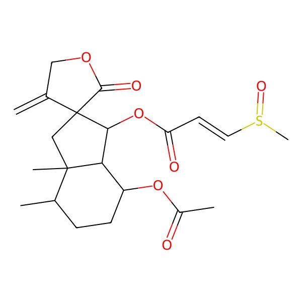 2D Structure of [(1R,2R,3aR,4S,7S,7aR)-7-acetyloxy-3a,4-dimethyl-4'-methylidene-2'-oxospiro[3,4,5,6,7,7a-hexahydro-1H-indene-2,3'-oxolane]-1-yl] (E)-3-[(R)-methylsulfinyl]prop-2-enoate