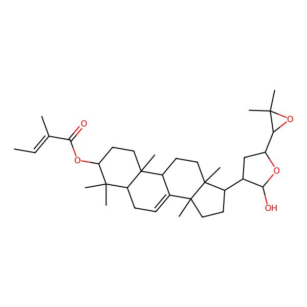 2D Structure of [17-[5-(3,3-dimethyloxiran-2-yl)-2-hydroxyoxolan-3-yl]-4,4,10,13,14-pentamethyl-2,3,5,6,9,11,12,15,16,17-decahydro-1H-cyclopenta[a]phenanthren-3-yl] 2-methylbut-2-enoate