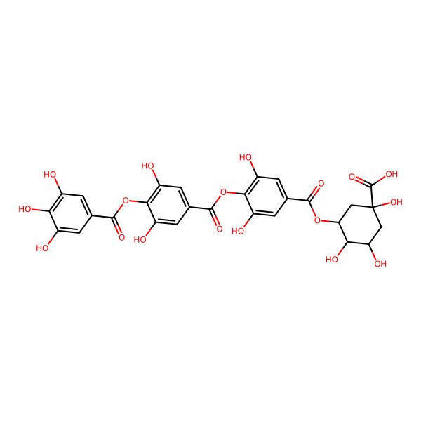 2D Structure of (1S,3R,4R,5R)-3-[4-[3,5-dihydroxy-4-(3,4,5-trihydroxybenzoyl)oxybenzoyl]oxy-3,5-dihydroxybenzoyl]oxy-1,4,5-trihydroxycyclohexane-1-carboxylic acid