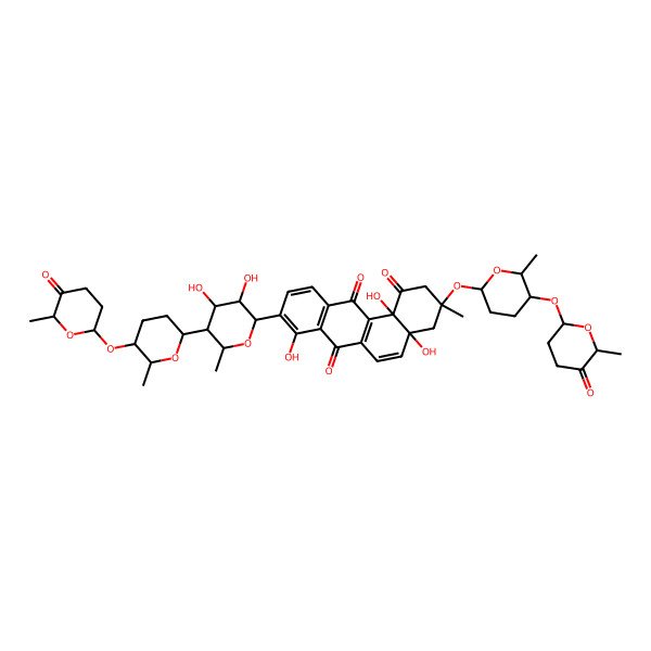 2D Structure of 9-[(2S,3S,4R,5S)-3,4-dihydroxy-6-methyl-5-[6-methyl-5-(6-methyl-5-oxooxan-2-yl)oxyoxan-2-yl]oxan-2-yl]-4a,8,12b-trihydroxy-3-methyl-3-[6-methyl-5-(6-methyl-5-oxooxan-2-yl)oxyoxan-2-yl]oxy-2,4-dihydrobenzo[a]anthracene-1,7,12-trione