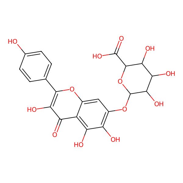 2D Structure of (2S,3S,4S,5R,6S)-3,4,5-trihydroxy-6-[3,5,6-trihydroxy-2-(4-hydroxyphenyl)-4-oxochromen-7-yl]oxyoxane-2-carboxylic acid