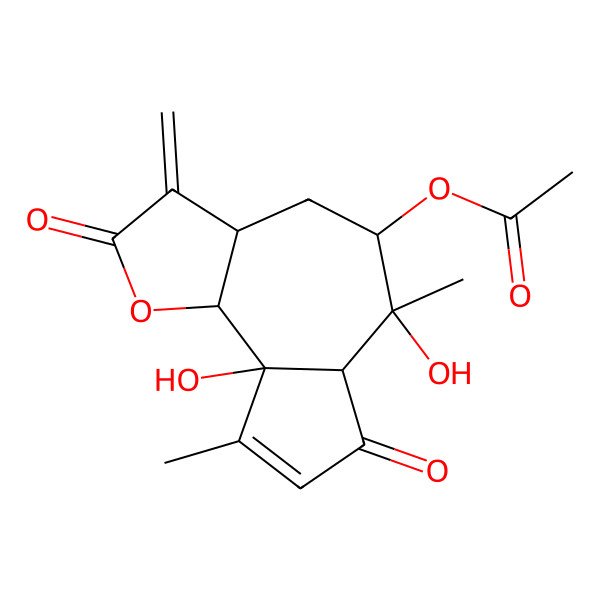 2D Structure of [(3aS,5R,6S,6aS,9aS,9bS)-6,9a-dihydroxy-6,9-dimethyl-3-methylidene-2,7-dioxo-4,5,6a,9b-tetrahydro-3aH-azuleno[4,5-b]furan-5-yl] acetate