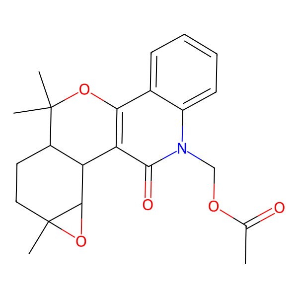 2D Structure of (5,9,9-Trimethyl-19-oxo-4,10-dioxa-18-azapentacyclo[9.8.0.02,8.03,5.012,17]nonadeca-1(11),12,14,16-tetraen-18-yl)methyl acetate