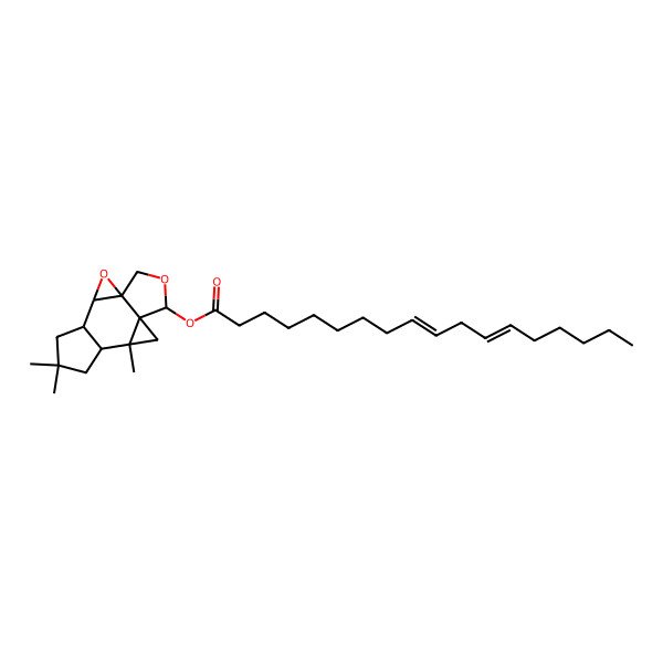 2D Structure of (6,6,9-Trimethyl-2,13-dioxapentacyclo[9.3.0.01,3.04,8.09,11]tetradecan-12-yl) octadeca-9,12-dienoate