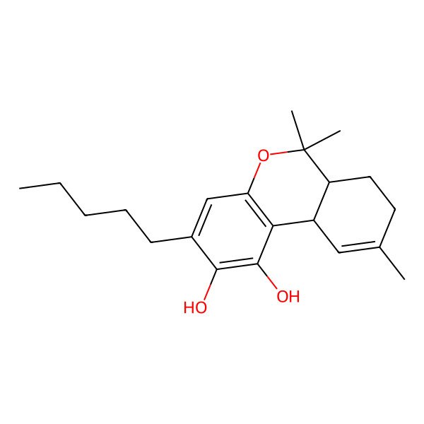 2D Structure of 6,6,9-Trimethyl-3-pentyl-6a,7,8,10a-tetrahydrobenzo[c]chromene-1,2-diol