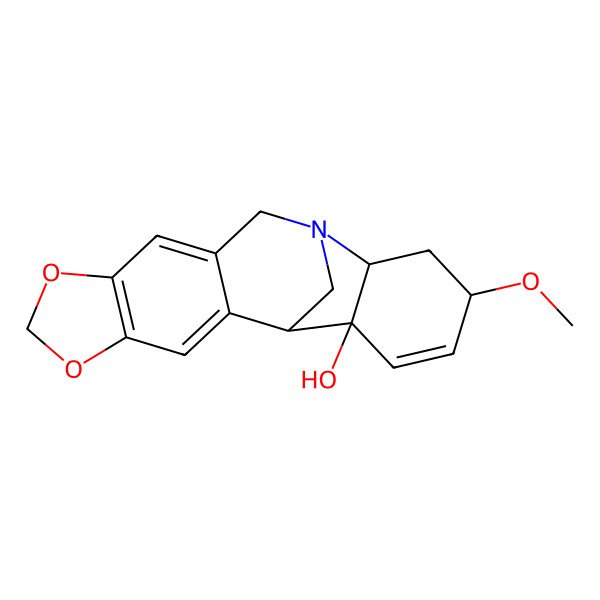 2D Structure of (1R,13S,15S,18R)-15-methoxy-5,7-dioxa-12-azapentacyclo[10.6.1.02,10.04,8.013,18]nonadeca-2,4(8),9,16-tetraen-18-ol