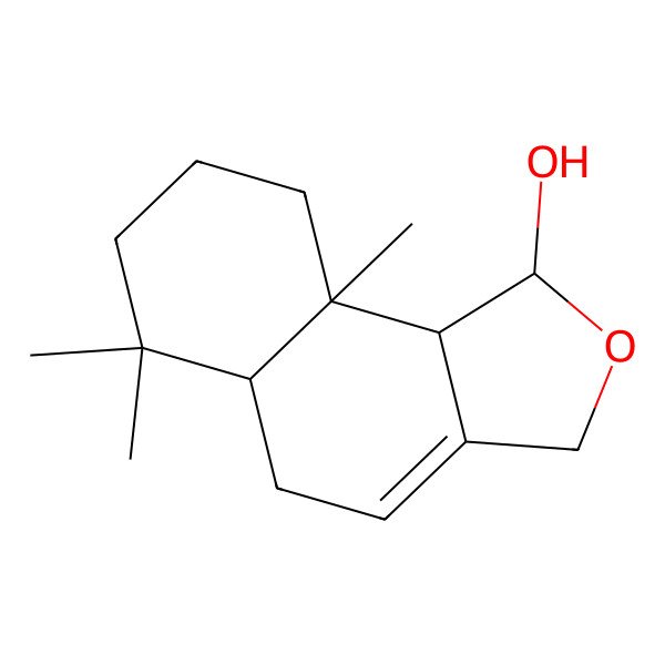 2D Structure of 6,6,9a-Trimethyl-1,3,5,5a,7,8,9,9b-octahydrobenzo[g][2]benzofuran-1-ol