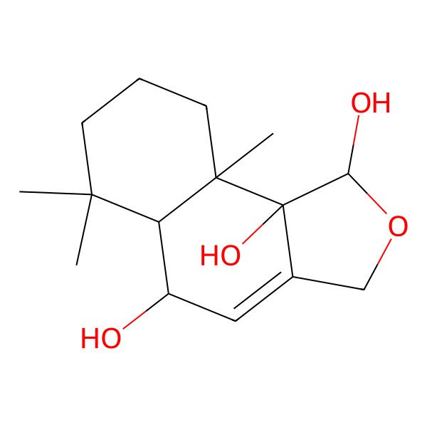 2D Structure of 6,6,9a-trimethyl-3,5,5a,7,8,9-hexahydro-1H-benzo[g][2]benzofuran-1,5,9b-triol