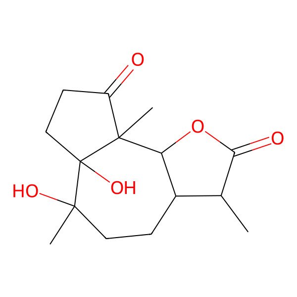 2D Structure of 6,6a-dihydroxy-3,6,9a-trimethyl-3a,4,5,7,8,9b-hexahydro-3H-azuleno[8,7-b]furan-2,9-dione