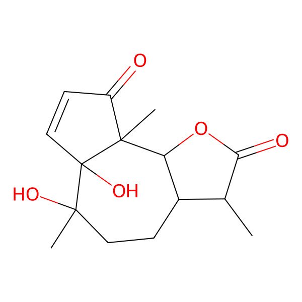 2D Structure of 6,6a-dihydroxy-3,6,9a-trimethyl-3a,4,5,9b-tetrahydro-3H-azuleno[8,7-b]furan-2,9-dione