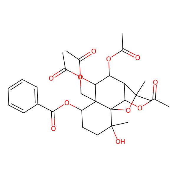 2D Structure of [7,8,12-Triacetyloxy-6-(acetyloxymethyl)-2-hydroxy-2,10,10-trimethyl-11-oxatricyclo[7.2.1.01,6]dodecan-5-yl] benzoate