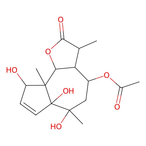 2D Structure of (6,6a,9-Trihydroxy-3,6,9a-trimethyl-2-oxo-3,3a,4,5,9,9b-hexahydroazuleno[4,5-b]furan-4-yl) acetate