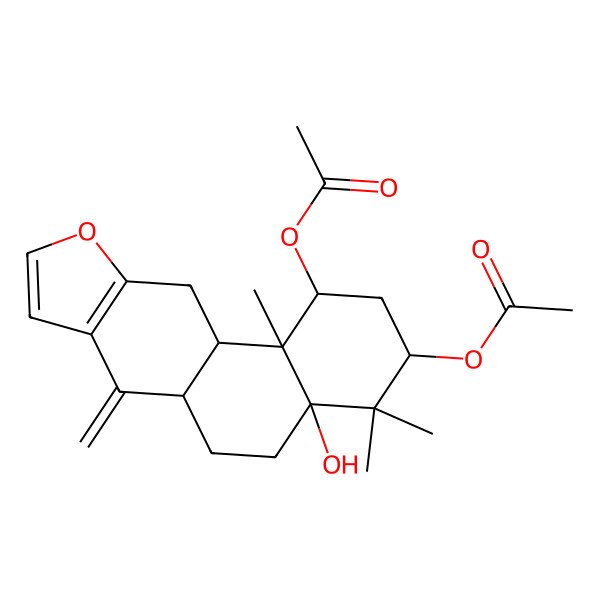 2D Structure of (1-Acetyloxy-4a-hydroxy-4,4,11b-trimethyl-7-methylidene-1,2,3,5,6,6a,11,11a-octahydronaphtho[2,1-f][1]benzofuran-3-yl) acetate