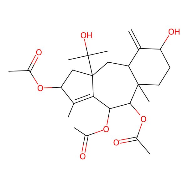 2D Structure of [(2S,4R,5R,5aR,8S,9aR,10aS)-4,5-diacetyloxy-8-hydroxy-10a-(2-hydroxypropan-2-yl)-3,5a-dimethyl-9-methylidene-2,4,5,6,7,8,9a,10-octahydro-1H-benzo[f]azulen-2-yl] acetate