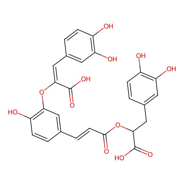 2D Structure of 2-[3-[3-[1-Carboxy-2-(3,4-dihydroxyphenyl)ethenoxy]-4-hydroxyphenyl]prop-2-enoyloxy]-3-(3,4-dihydroxyphenyl)propanoic acid