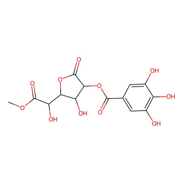 2D Structure of [(3S,4R,5S)-4-hydroxy-5-[(1R)-1-hydroxy-2-methoxy-2-oxoethyl]-2-oxooxolan-3-yl] 3,4,5-trihydroxybenzoate