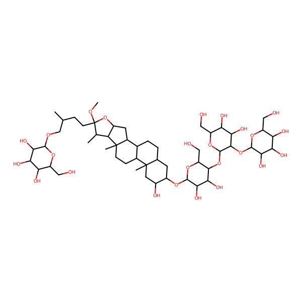 2D Structure of (2R,3R,4S,5S,6R)-2-[(2R)-4-[(1R,2S,4S,6R,7S,8R,9S,12S,13S,15R,16R,18S)-16-[(2R,3R,4R,5R,6R)-5-[(2S,3R,4S,5S,6R)-4,5-dihydroxy-6-(hydroxymethyl)-3-[(2S,3R,4S,5S,6R)-3,4,5-trihydroxy-6-(hydroxymethyl)oxan-2-yl]oxyoxan-2-yl]oxy-3,4-dihydroxy-6-(hydroxymethyl)oxan-2-yl]oxy-15-hydroxy-6-methoxy-7,9,13-trimethyl-5-oxapentacyclo[10.8.0.02,9.04,8.013,18]icosan-6-yl]-2-methylbutoxy]-6-(hydroxymethyl)oxane-3,4,5-triol