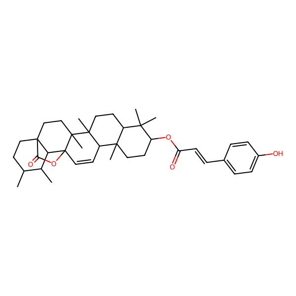 2D Structure of [(1S,4S,5R,8R,10S,13S,14R,17S,18R,19S,20R)-4,5,9,9,13,19,20-heptamethyl-23-oxo-24-oxahexacyclo[15.5.2.01,18.04,17.05,14.08,13]tetracos-15-en-10-yl] (E)-3-(4-hydroxyphenyl)prop-2-enoate