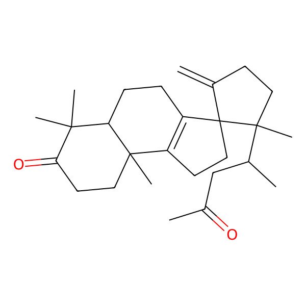 2D Structure of 1',6,6,9a-tetramethyl-3'-methylidene-1'-(4-oxopentan-2-yl)spiro[2,4,5,5a,8,9-hexahydro-1H-cyclopenta[a]naphthalene-3,2'-cyclopentane]-7-one
