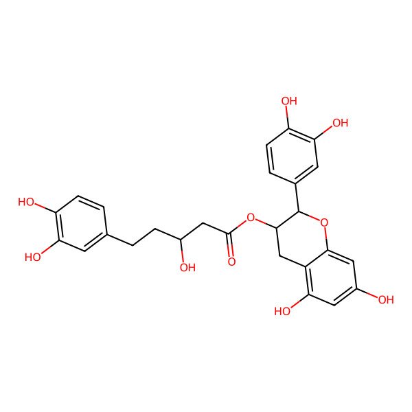2D Structure of [(2S,3S)-2-(3,4-dihydroxyphenyl)-5,7-dihydroxy-3,4-dihydro-2H-chromen-3-yl] 5-(3,4-dihydroxyphenyl)-3-hydroxypentanoate