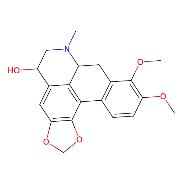 2D Structure of (9S,12R)-15,16-dimethoxy-11-methyl-3,5-dioxa-11-azapentacyclo[10.7.1.02,6.08,20.014,19]icosa-1(20),2(6),7,14(19),15,17-hexaen-9-ol