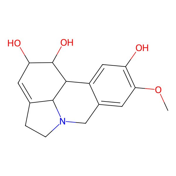 2D Structure of (1S,14S,15S,16R)-5-methoxy-9-azatetracyclo[7.6.1.02,7.012,16]hexadeca-2,4,6,12-tetraene-4,14,15-triol