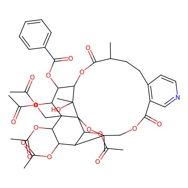 2D Structure of [(1S,3R,15R,18S,19R,20R,21R,22S,23S,24R,25R,26S)-20,22,23,25-tetraacetyloxy-21-(acetyloxymethyl)-26-hydroxy-3,15,26-trimethyl-6,16-dioxo-2,5,17-trioxa-9-azapentacyclo[16.7.1.01,21.03,24.07,12]hexacosa-7(12),8,10-trien-19-yl] benzoate