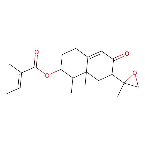 2D Structure of [(1R,2R,7S,8aR)-1,8a-dimethyl-7-[(2S)-2-methyloxiran-2-yl]-6-oxo-1,2,3,4,7,8-hexahydronaphthalen-2-yl] (Z)-2-methylbut-2-enoate