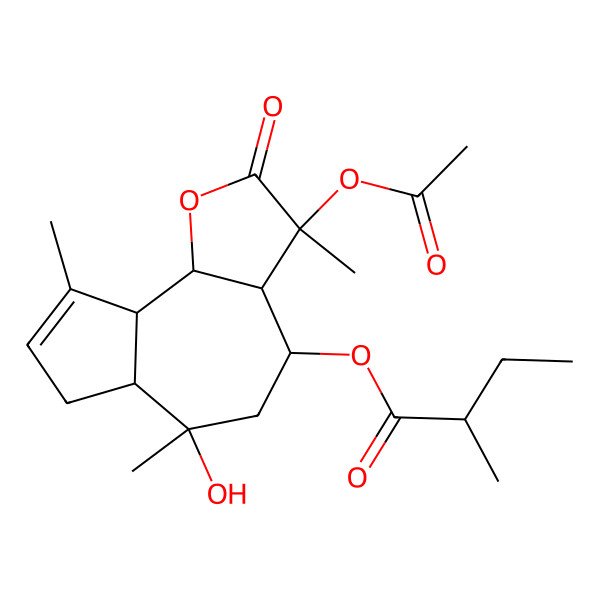 2D Structure of [(3S,3aR,4S,6S,6aS,9aS,9bS)-3-acetyloxy-6-hydroxy-3,6,9-trimethyl-2-oxo-4,5,6a,7,9a,9b-hexahydro-3aH-azuleno[4,5-b]furan-4-yl] (2R)-2-methylbutanoate