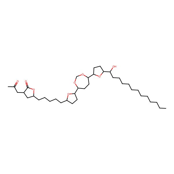 2D Structure of (5R)-5-[5-[(2R,5S)-5-[(4S,7R)-7-[(2R,5R)-5-[(1R)-1-hydroxytridecyl]oxolan-2-yl]-1,3-dioxepan-4-yl]oxolan-2-yl]pentyl]-3-(2-oxopropyl)oxolan-2-one