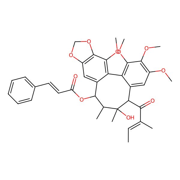 2D Structure of [(8S,9S,10S,11R)-9-hydroxy-3,4,5,19-tetramethoxy-9,10-dimethyl-8-[(E)-2-methylbut-2-enoyl]-15,17-dioxatetracyclo[10.7.0.02,7.014,18]nonadeca-1(19),2,4,6,12,14(18)-hexaen-11-yl] (E)-3-phenylprop-2-enoate