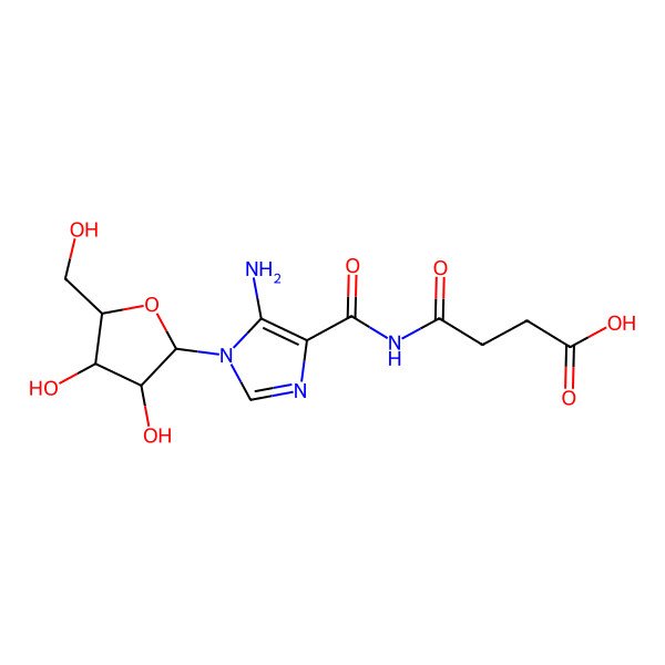 2D Structure of 4-[[5-amino-1-[(2S,3S,4S,5R)-3,4-dihydroxy-5-(hydroxymethyl)oxolan-2-yl]imidazole-4-carbonyl]amino]-4-oxobutanoic acid