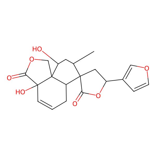 2D Structure of (3aS,5'S,6aS,7R,8R,10R,10aR)-5'-(furan-3-yl)-3a,10-dihydroxy-8-methylspiro[1,6,6a,8,9,10-hexahydrobenzo[d][2]benzofuran-7,3'-oxolane]-2',3-dione