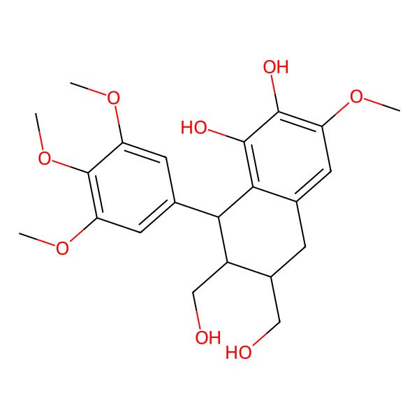 2D Structure of 6,7-Bis(hydroxymethyl)-3-methoxy-8-(3,4,5-trimethoxyphenyl)-5,6,7,8-tetrahydronaphthalene-1,2-diol