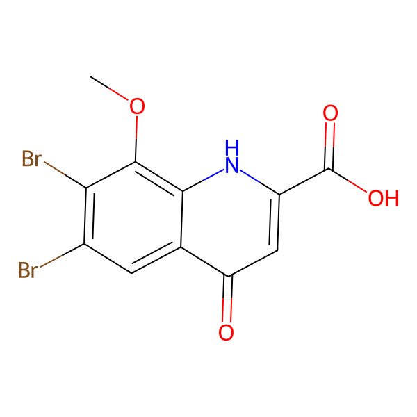2D Structure of 6,7-dibromo-8-methoxy-4-oxo-1H-quinoline-2-carboxylic acid