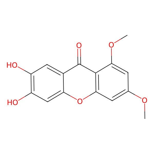 2D Structure of 6,7-Dihydroxy-1,3-dimethoxyxanthone