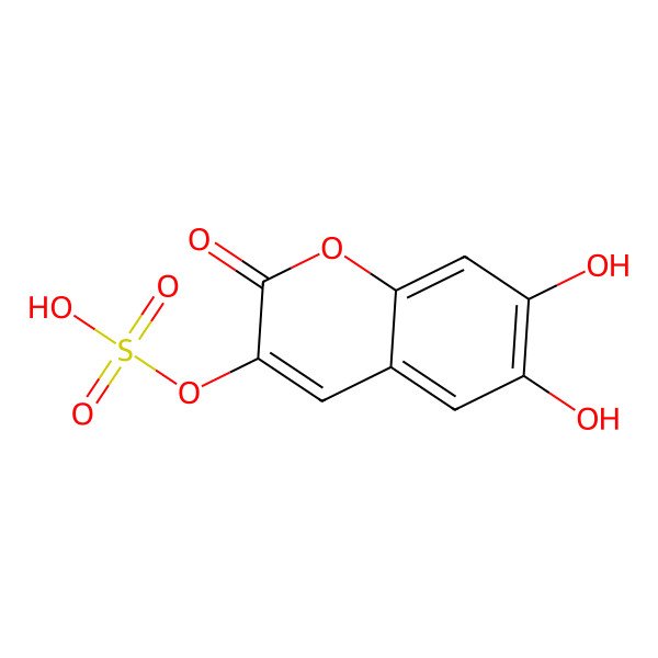2D Structure of (6,7-Dihydroxy-2-oxochromen-3-yl) hydrogen sulfate