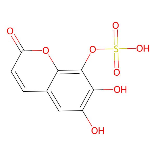 2D Structure of (6,7-Dihydroxy-2-oxochromen-8-yl) hydrogen sulfate 2D Structure of (6,7-Dihydroxy-2-oxochromen-8-yl) hydrogen sulfate