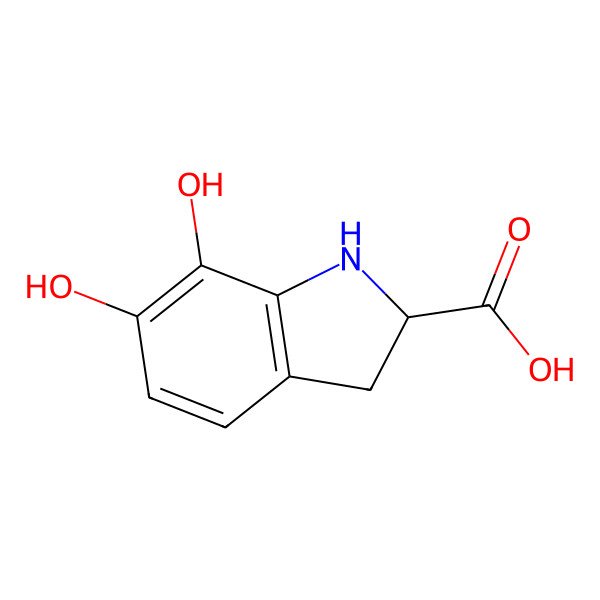 2D Structure of 6,7-dihydroxy-2,3-dihydro-1H-indole-2-carboxylic acid