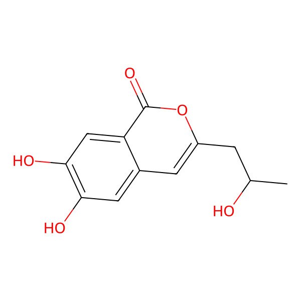2D Structure of 6,7-dihydroxy-3-[(2S)-2-hydroxypropyl]isochromen-1-one