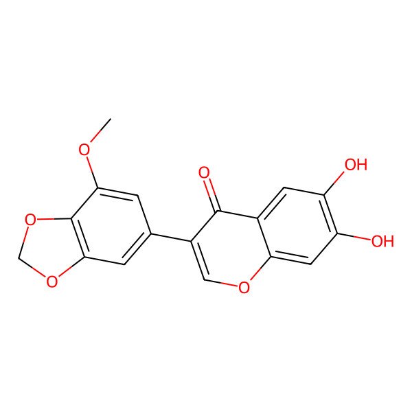 2D Structure of 6,7-Dihydroxy-3-(7-methoxy-1,3-benzodioxol-5-yl)chromen-4-one