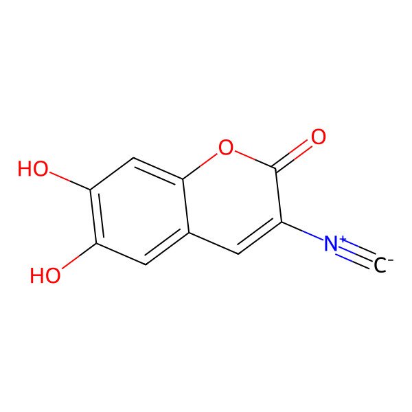 2D Structure of 6,7-Dihydroxy-3-isocyanochromen-2-one
