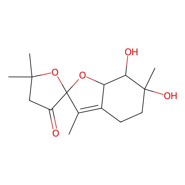 2D Structure of 6,7-Dihydroxy-3,5',5',6-tetramethylspiro[4,5,7,7a-tetrahydro-1-benzofuran-2,2'-oxolane]-3'-one