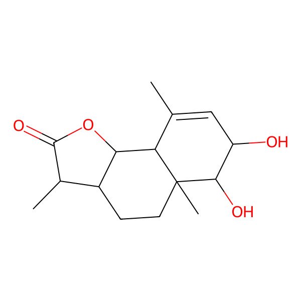 2D Structure of 6,7-Dihydroxy-3,5a,9-trimethyl-3,3a,4,5,6,7,9a,9b-octahydrobenzo[g][1]benzofuran-2-one