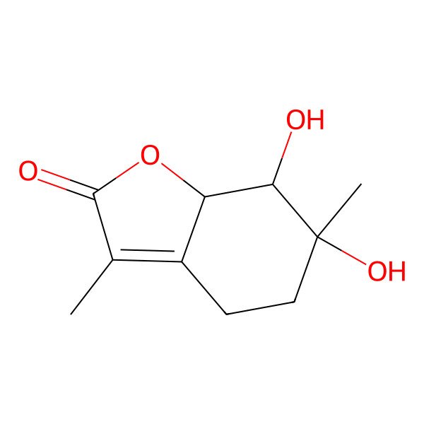 2D Structure of 6,7-Dihydroxy-3,6-dimethyl-4,5,7,7a-tetrahydro-1-benzofuran-2-one 2D Structure of 6,7-Dihydroxy-3,6-dimethyl-4,5,7,7a-tetrahydro-1-benzofuran-2-one