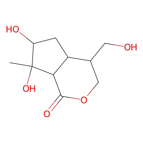 2D Structure of 6,7-Dihydroxy-4-(hydroxymethyl)-7-methyl-3,4,4a,5,6,7a-hexahydrocyclopenta[c]pyran-1-one
