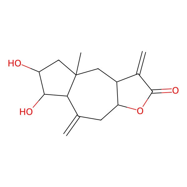 2D Structure of 6,7-Dihydroxy-4a-methyl-3,8-dimethylidenedecahydroazuleno[6,5-b]furan-2(3h)-one
